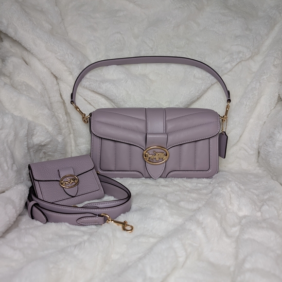 Coach RARE Georgie Puffy Quilted Leather Shoulder Crossbody Bag And Wallet Set